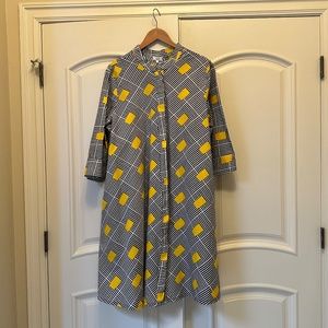 BOLD AND BEAUTIFUL YELLOW, BLACK, AND WHITE ZURI DRESS IN 1X